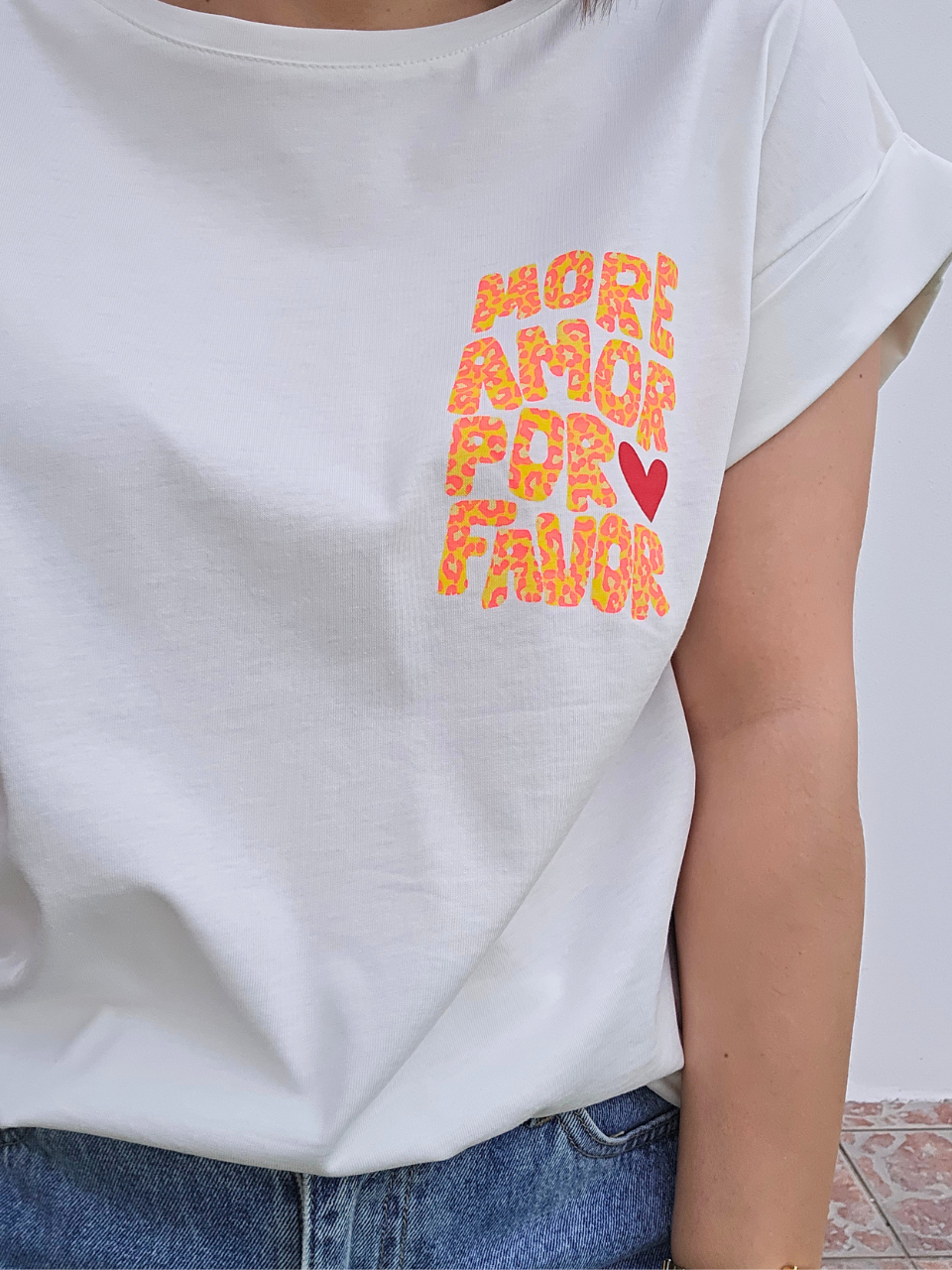 Tee-shirt blanc « more amor por favor »