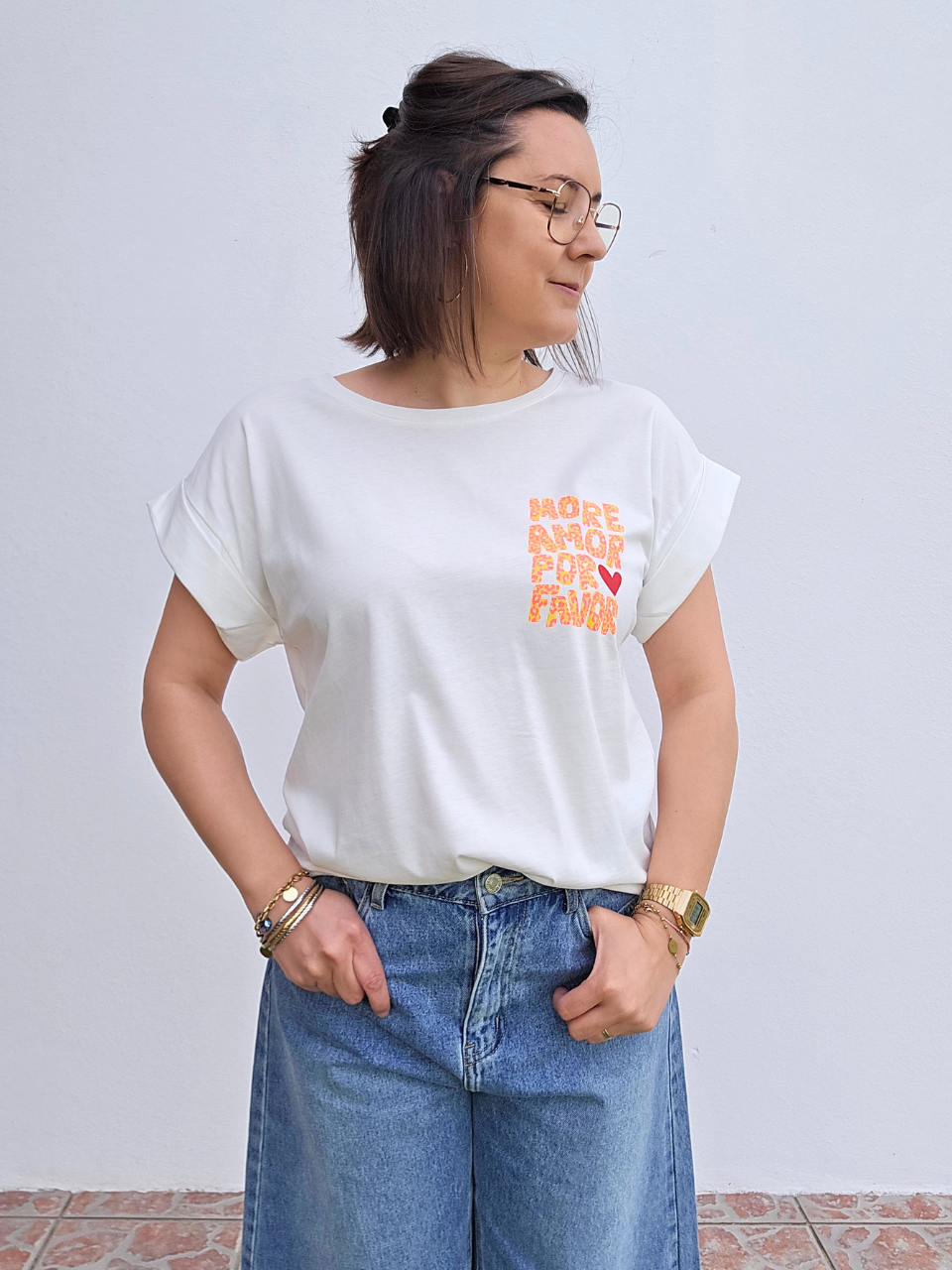 Tee-shirt blanc « more amor por favor »