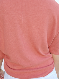 Tee-shirt maille légère col V vieux rose