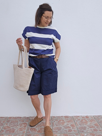 Tee-shirt rayé larges rayures – marine ou marron