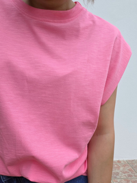 Tee-shirt rose 100 % coton  -Taille unique 36 à 42