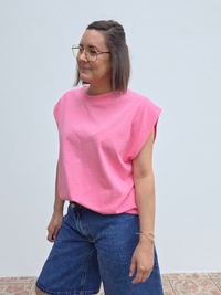 Tee-shirt rose 100 % coton  -Taille unique 36 à 42