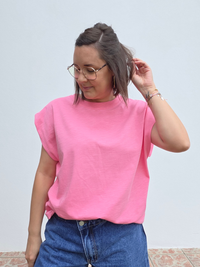 Tee-shirt rose 100 % coton  -Taille unique 36 à 42