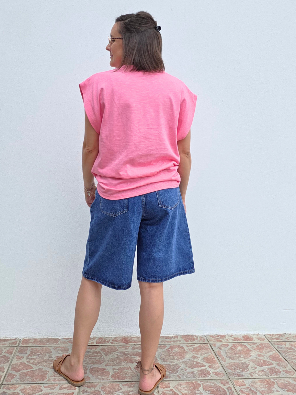 Tee-shirt rose 100 % coton  -Taille unique 36 à 42