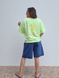 Sweat manches courtes femme vert acidulé  – Taille unique 36 à 44