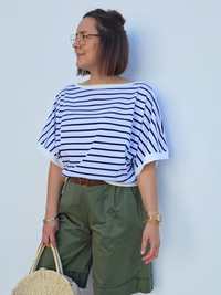 Top marinière court femme col bateau
