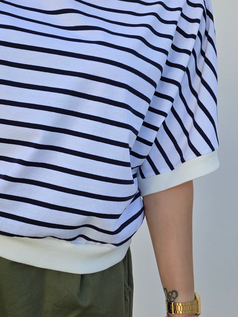 Top marinière court femme col bateau