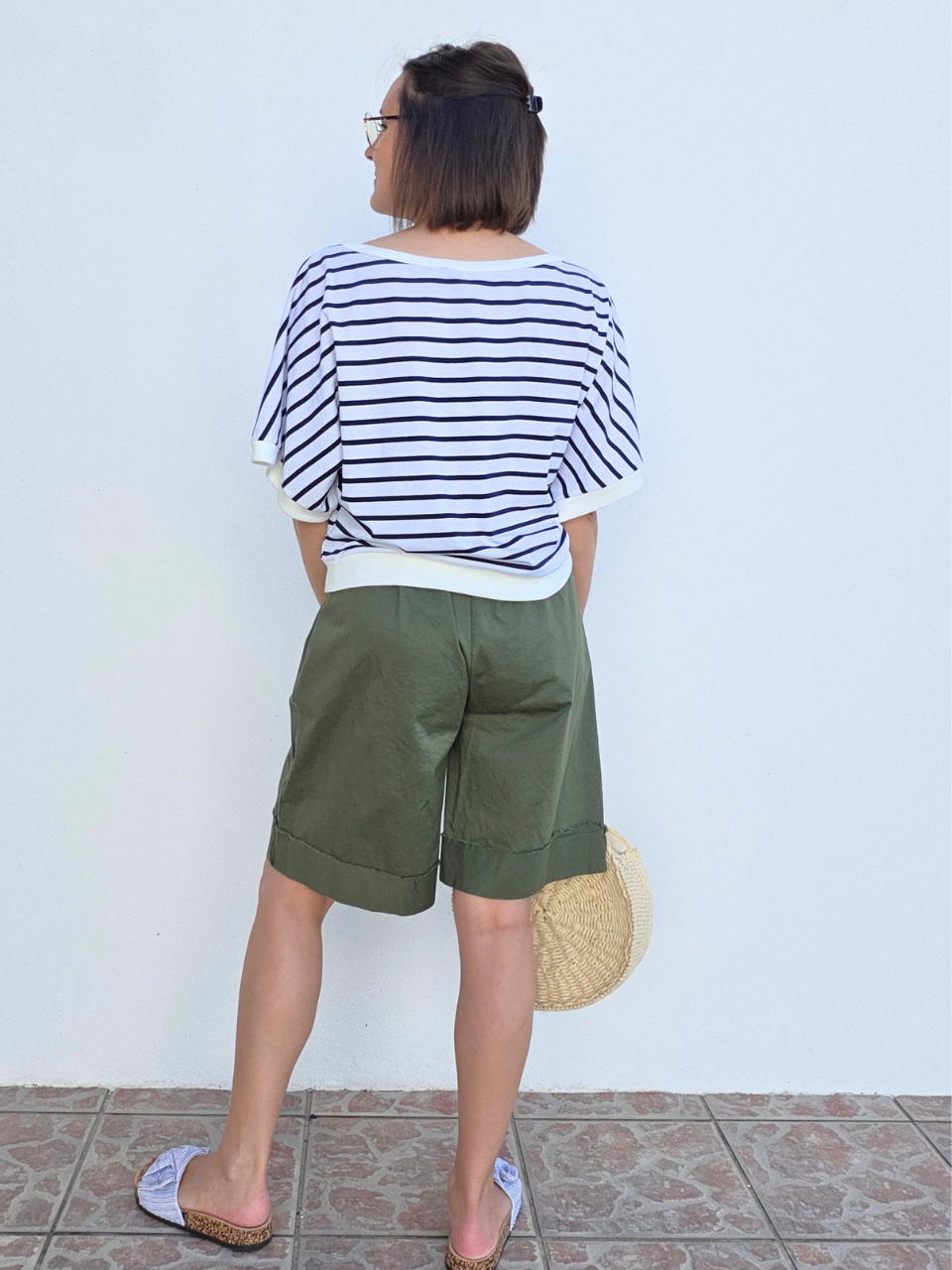 Top marinière court femme col bateau