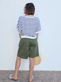 Top marinière court femme col bateau