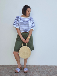 Top marinière court femme col bateau