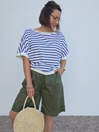 Top marinière court femme col bateau