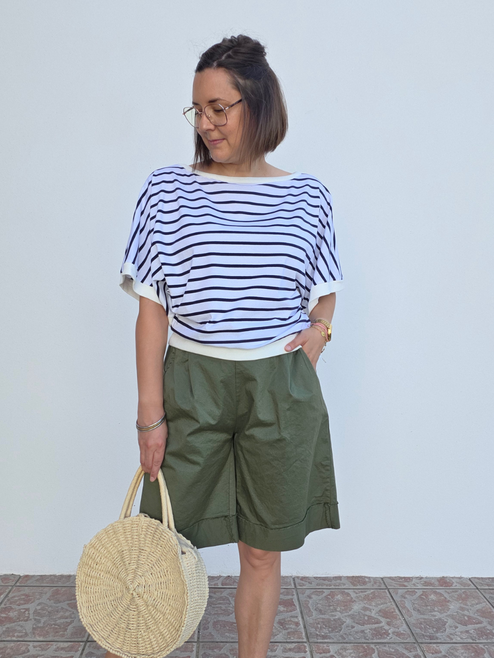 Top marinière court femme col bateau