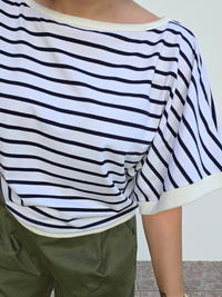 Top marinière court femme col bateau