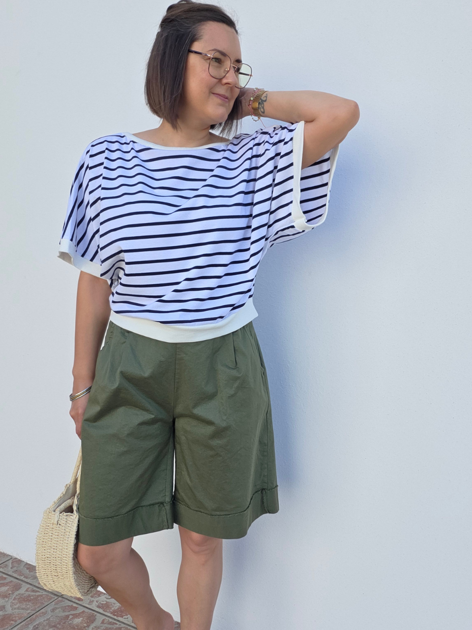 Top marinière court femme col bateau