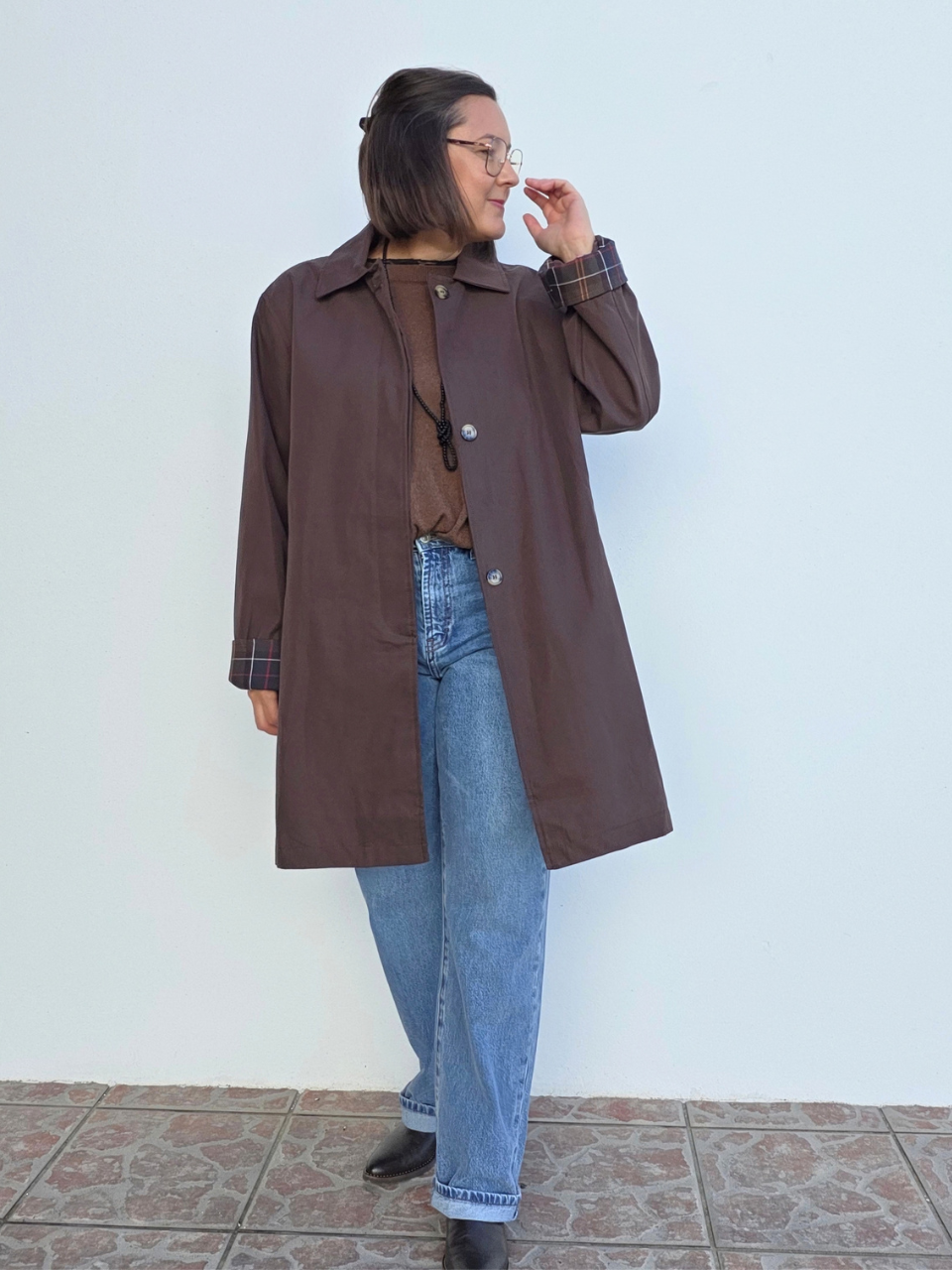 Trench long marron femme