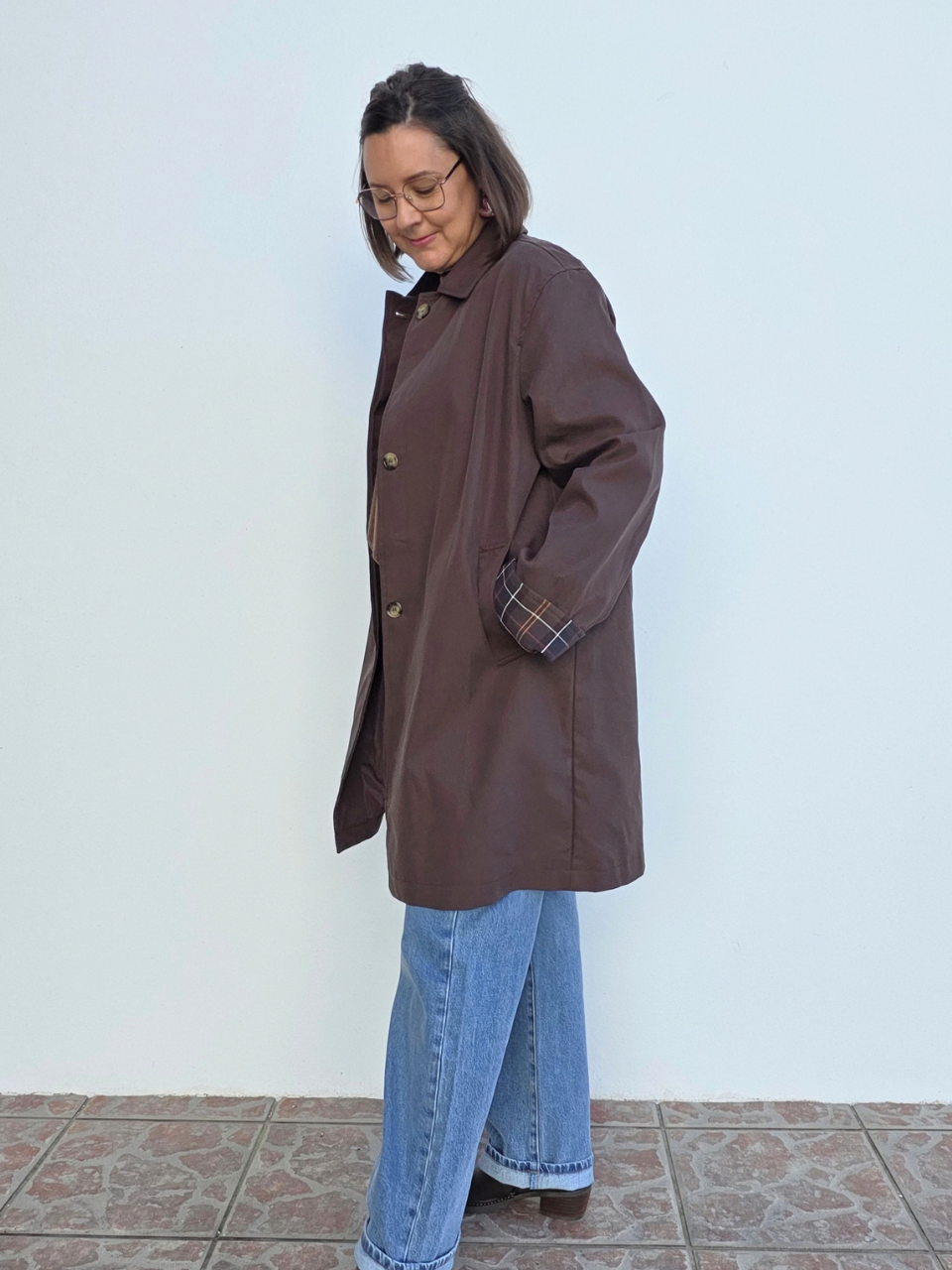 Trench long marron femme