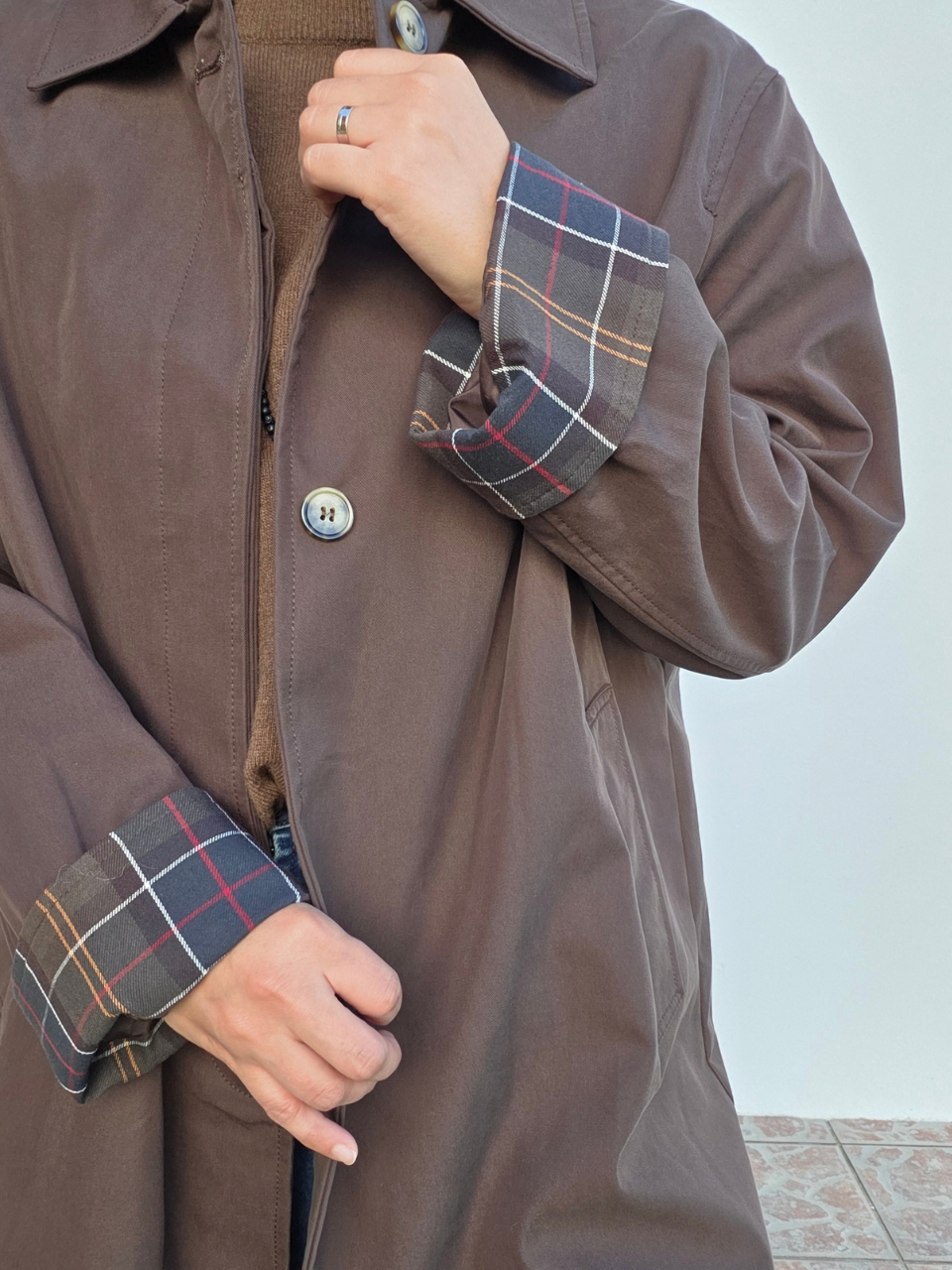 Trench long marron femme