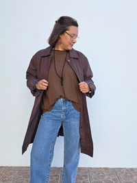 Trench long marron femme
