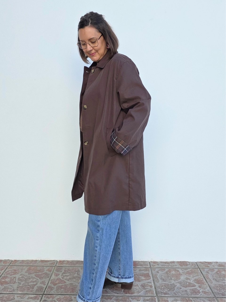Trench long marron femme