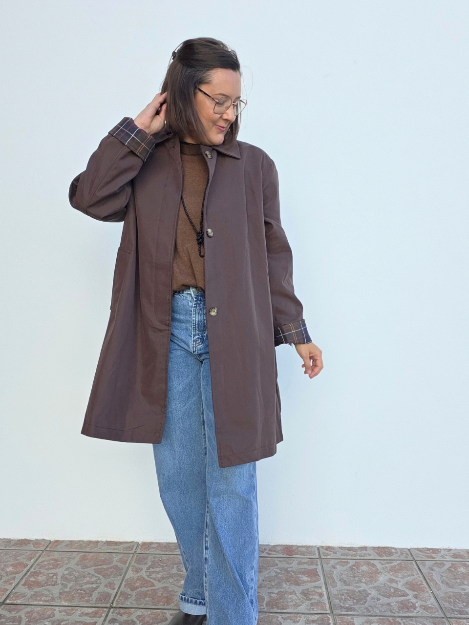 Trench long marron femme