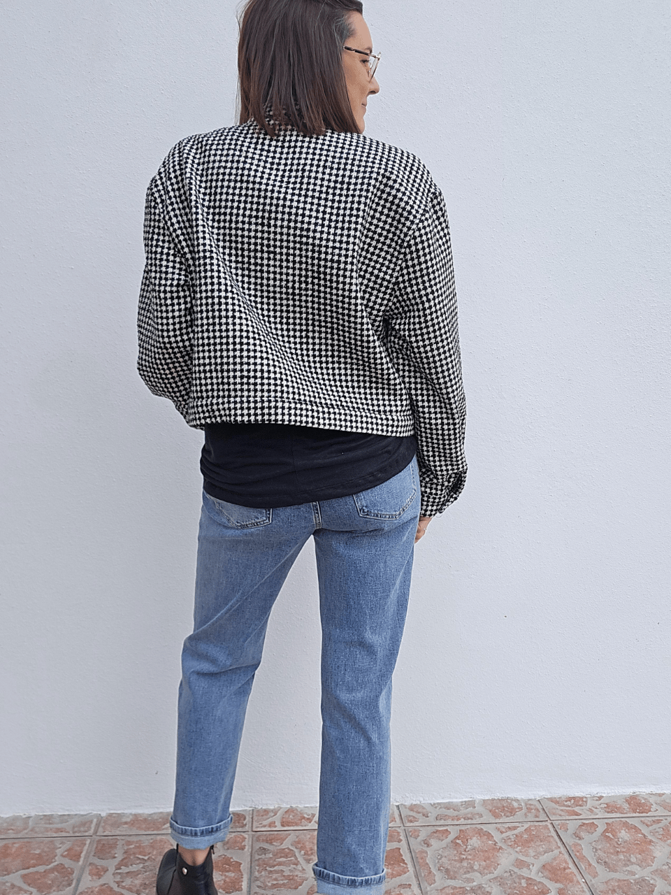 Veste bomber en tweed
