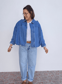 Veste bombers en jean oversize femme – doublure liberty