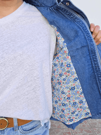 Veste bombers en jean oversize femme – doublure liberty