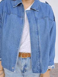 Veste bombers en jean oversize femme – doublure liberty