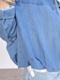 Veste bombers en jean oversize femme – doublure liberty