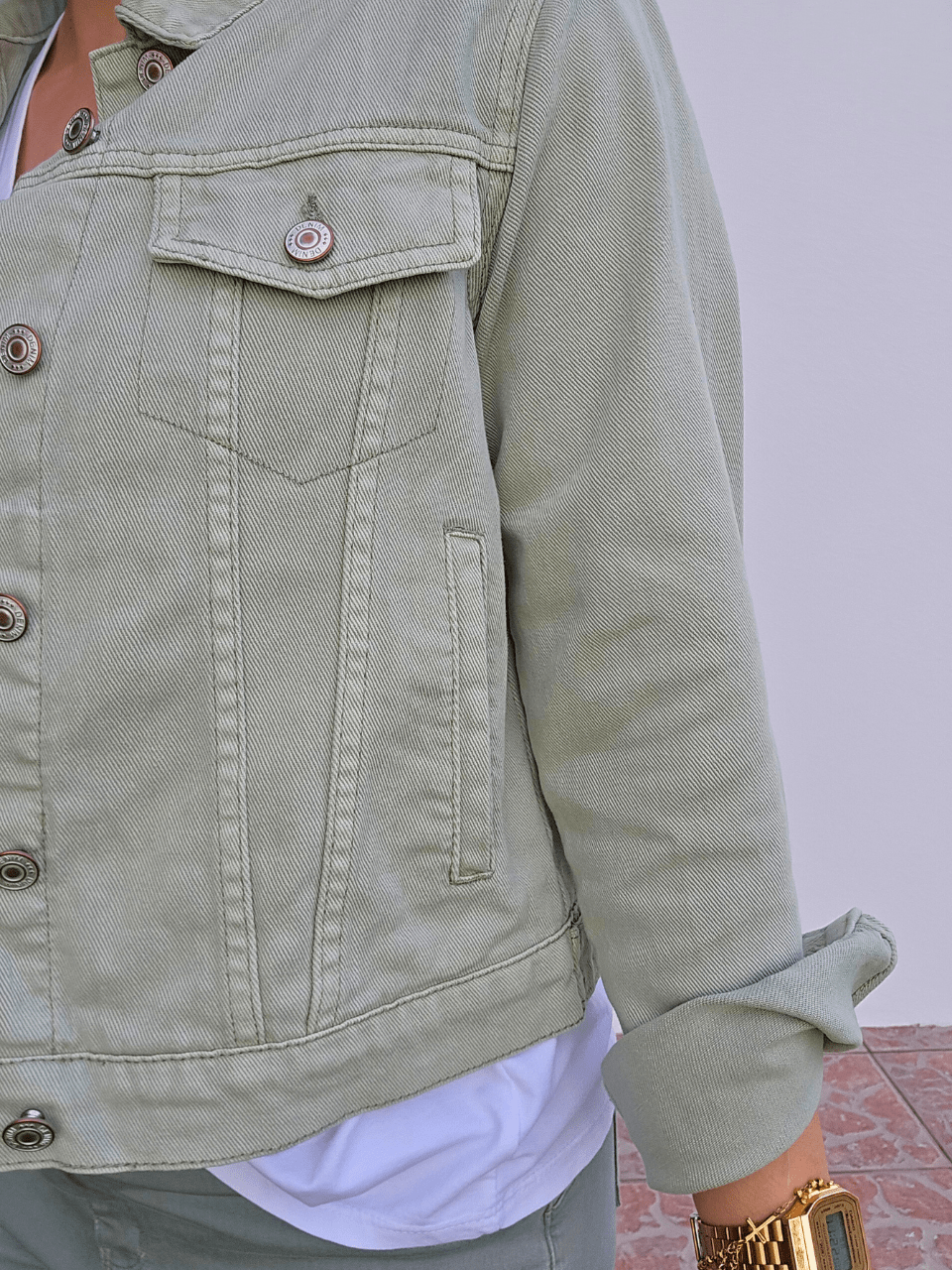 Veste en jean vert sauge - Oraije