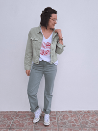 Veste en jean vert sauge - Oraije