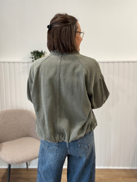 Veste bomber en jean kaki délavé femme