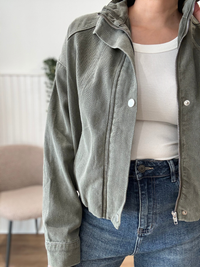 Veste bomber en jean kaki délavé femme