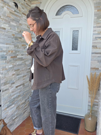 Veste en jean marron femme oversize en coton