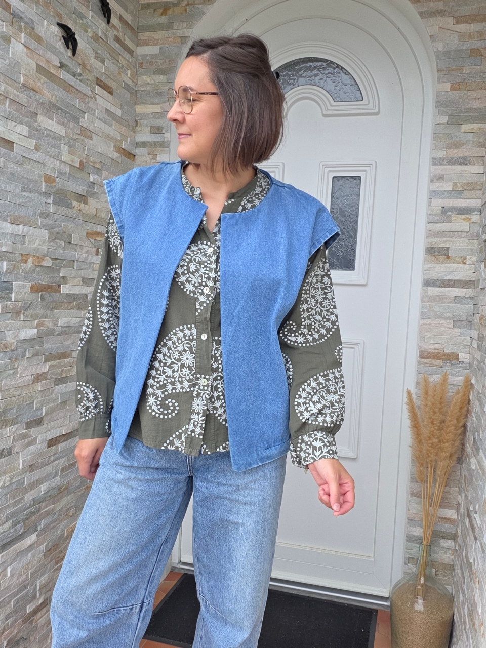 veste en jean sans manches femme