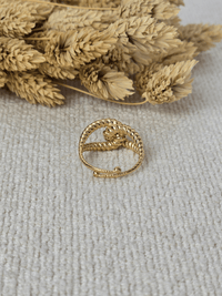 Bague dorée effet corde entrelacée réglable