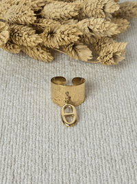 Bague dorée réglable avec breloque grain de café