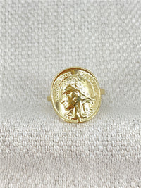 Bague pièce de monnaie dorée