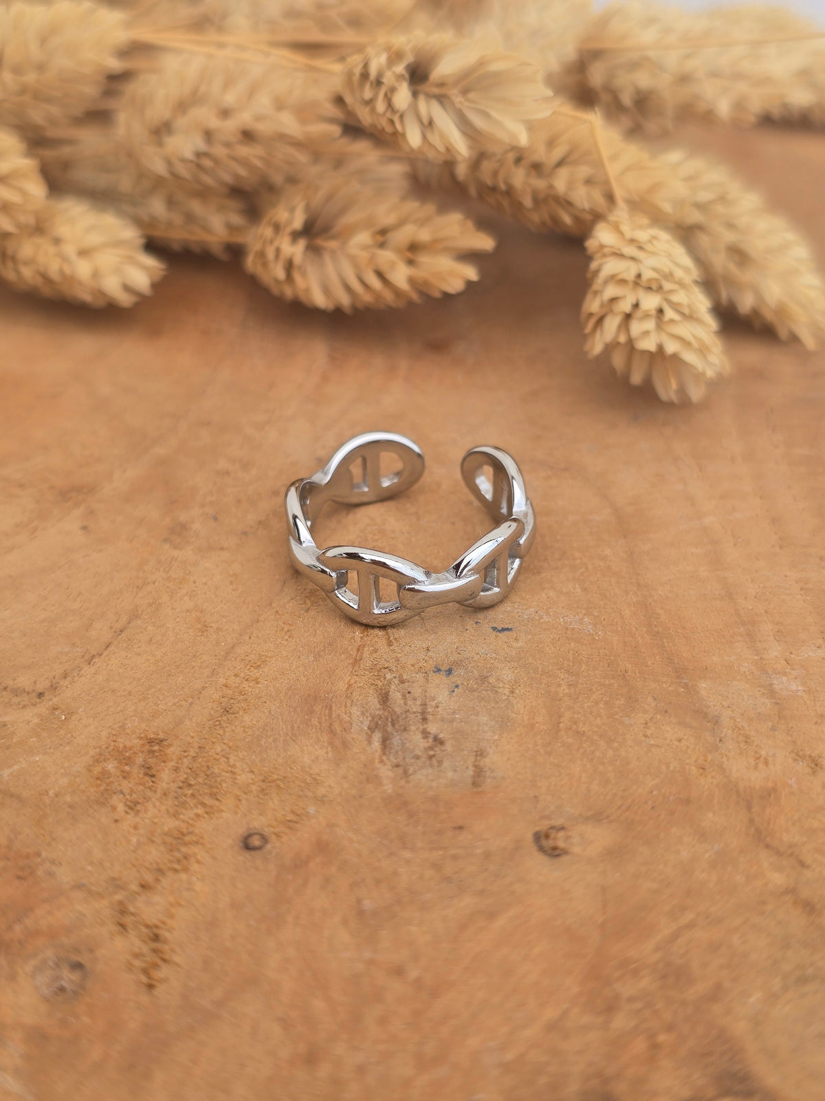 bague maille marine argenté 