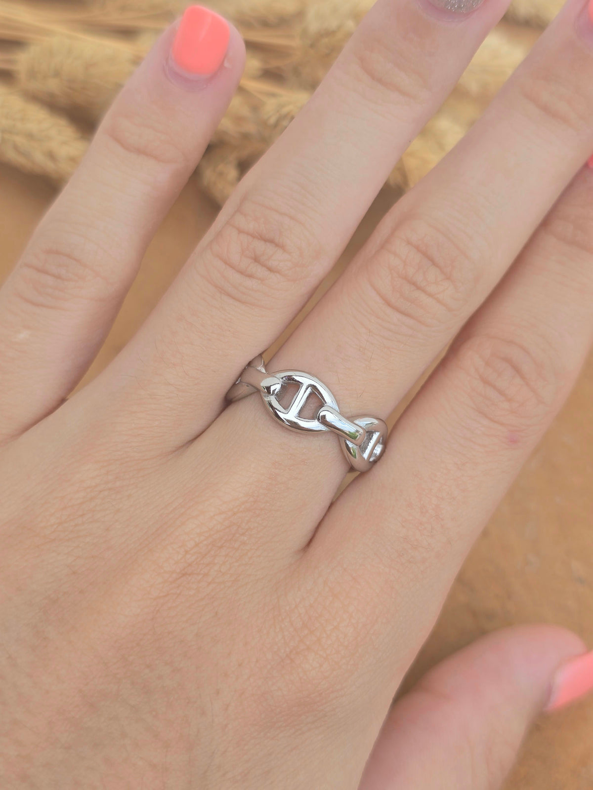 bague maille marine argenté 