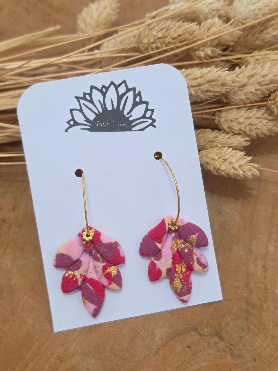 Boucles d'oreilles artisanales en argile polymère et acier inoxydable – Petit Trésor
