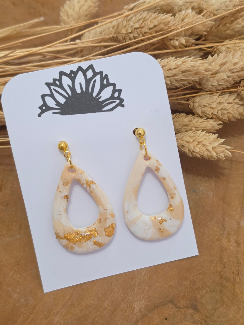 Boucles d'oreilles artisanales en argile polymère et acier inoxydable – Petit Trésor