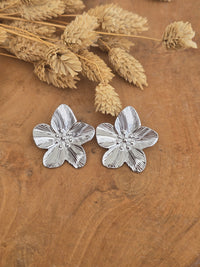 boucles oreilles argenté fleur