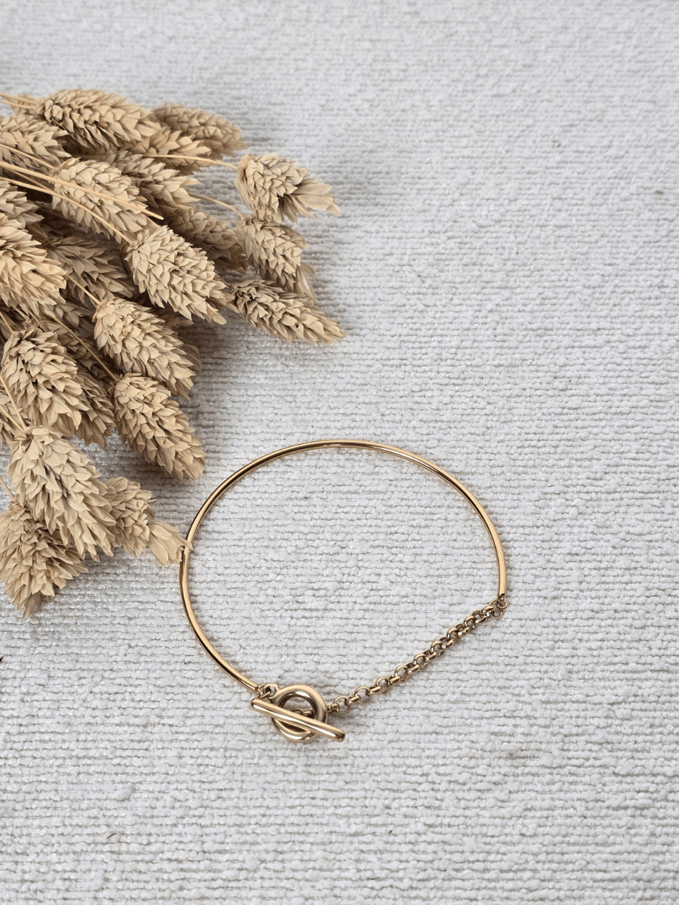 Bracelet doré mix jonc & chaîne