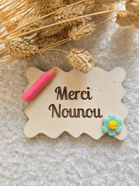 Magnet bois “Merci Nounou” – Création artisanale Petit Trésor