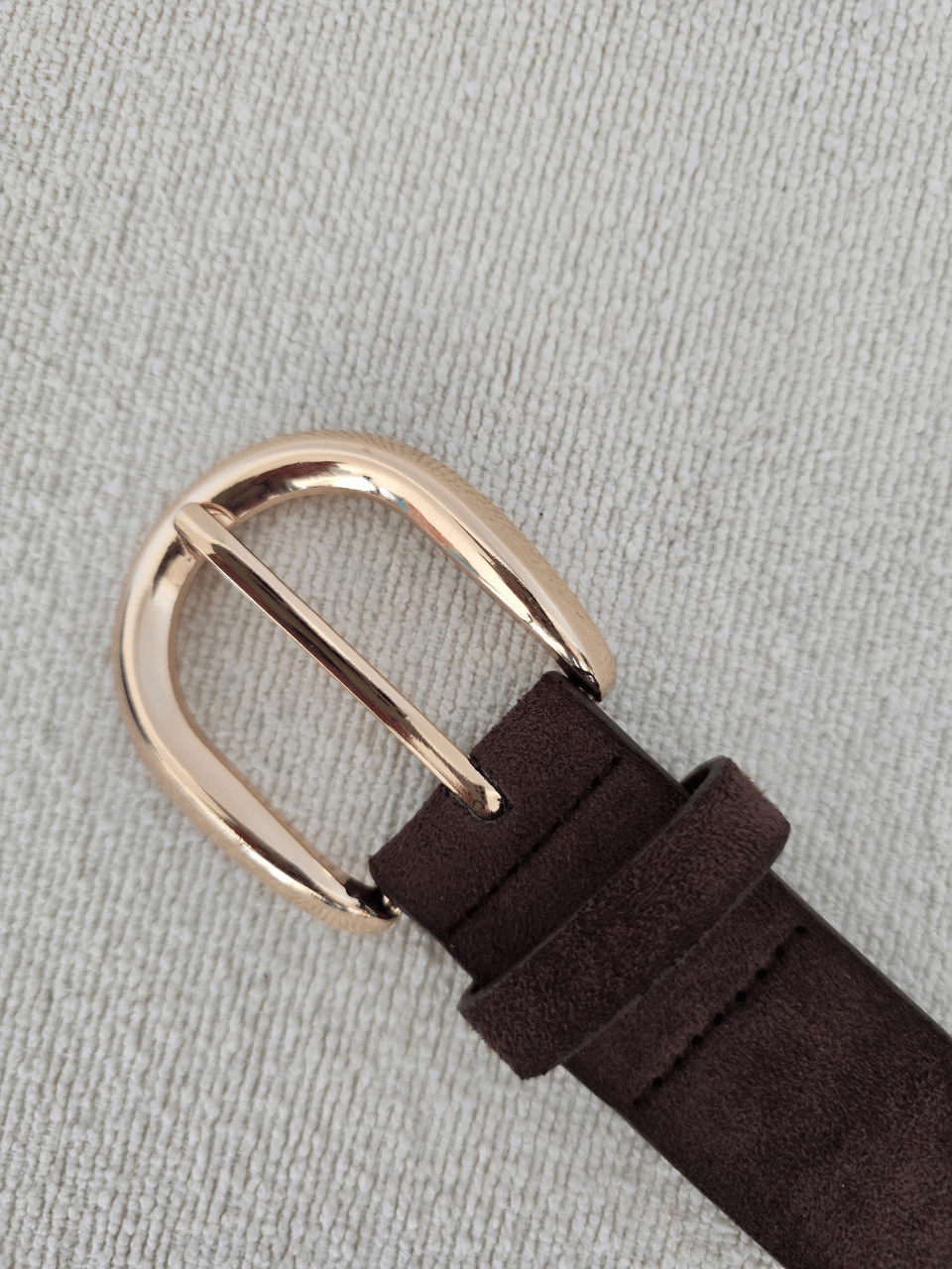Ceinture marron femme détails dorés – Boucle ronde & motifs marguerite