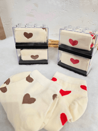 Chaussettes courtes cœur femme – Rouge ou choco