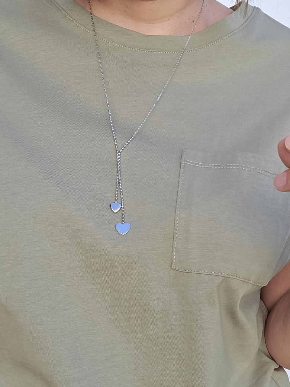 Collier double cœur femme acier inoxydable – Bijou doré ou argenté