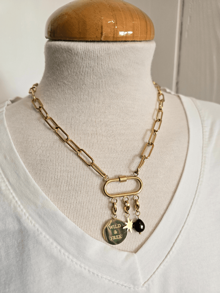 Collier "Wild & Free" – Acier inoxydable doré & charms symboliques