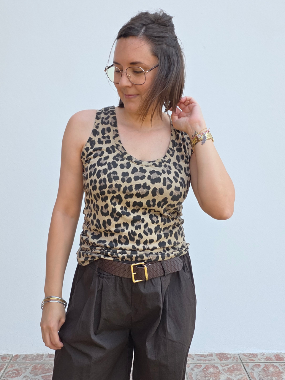Débardeur en coton léopard – Taille unique 36 à 40